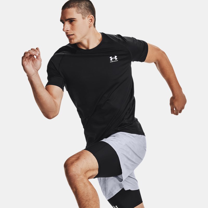 Under Armour Men's HeatGear® Fitted Short Sleeve Black / White XS